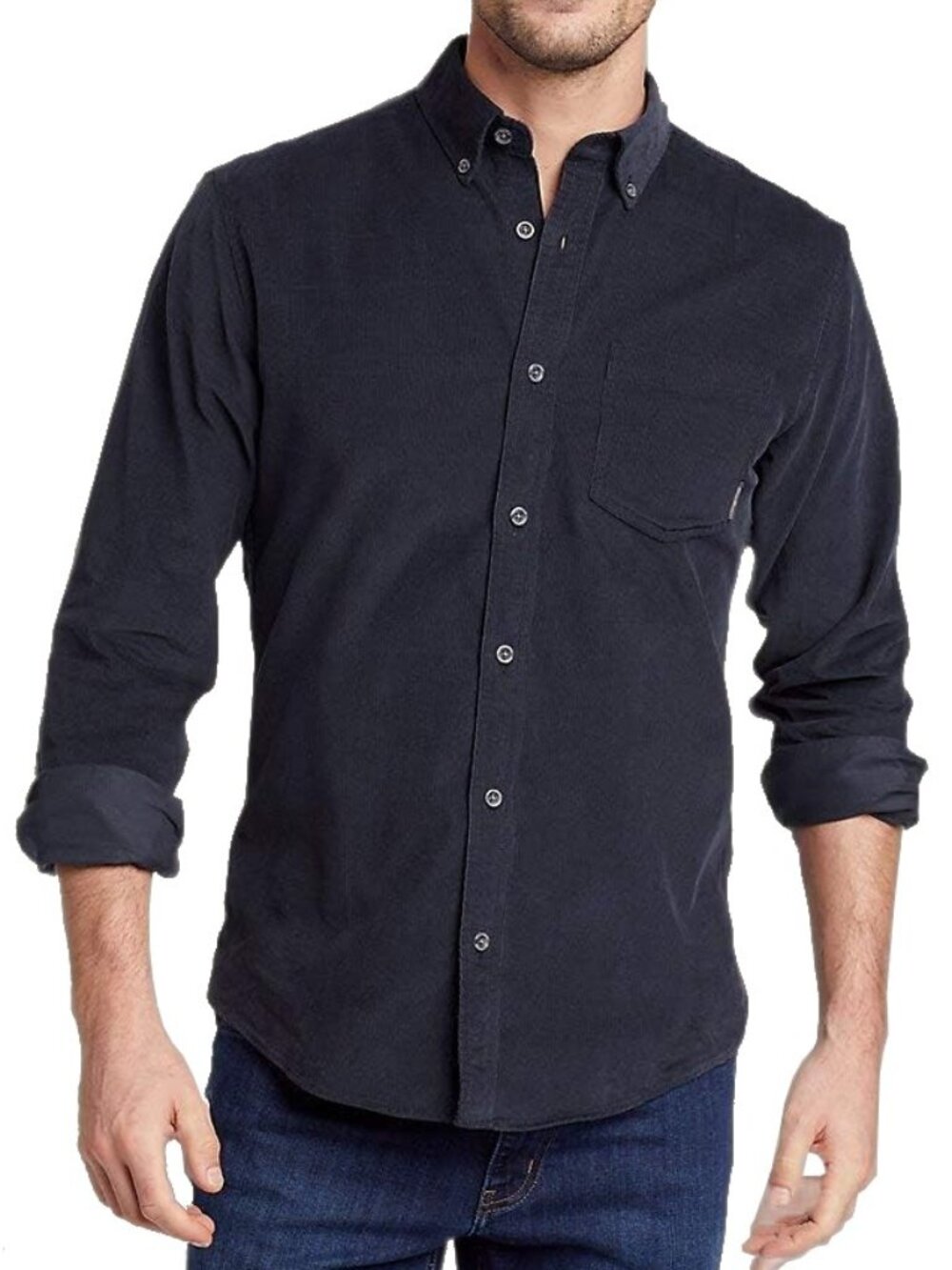 New! Eddie Bauer Corduroy Shirt Long Sleeve Men's Button-Down Storm Gray